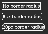 Different boxes with different border radius values