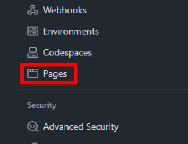 Settings pages section